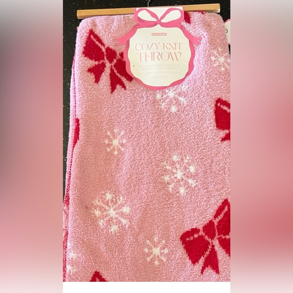 Pink Christmas Bow Blanket